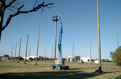 Installing Wood Pole Structure for Enclosed Netting