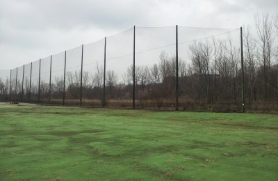 Golf range netting installation