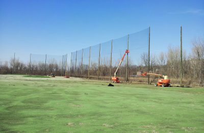 Golf barrier netting install