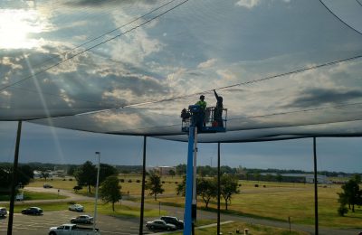 Installing Overhead Netting on Enclosure