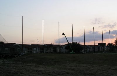 100 foot Wood Poles TopGolf Dallas